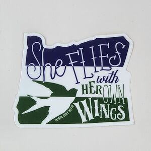 🩵NWT "She Flies with Her Own Wings" Oregon State Shaped Vinyl Decal
